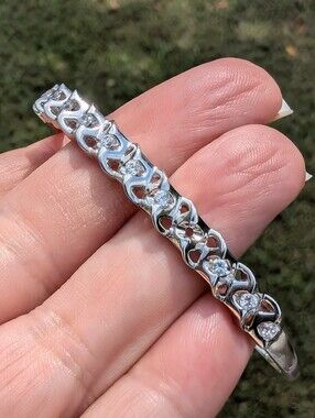 Sterling Silver Open End Cuff CZ Bracelet